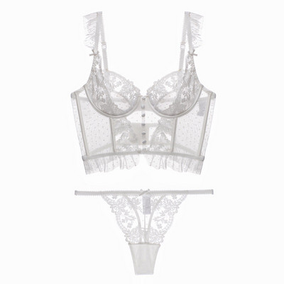 Arherigele Lenjerie sexy pentru femei Set de lenjerie intima Sutien din dantelă cu broderie Set de lenjerie pentru femei Push Up Thin Bralette Sutien în V adânc