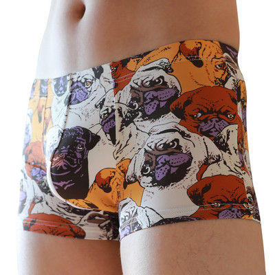 Vyriški lediniai šilko bokseriniai šortai, kvėpuojantys, besiūliai itin ploni spausdinimo raštai, apatiniai vyriški