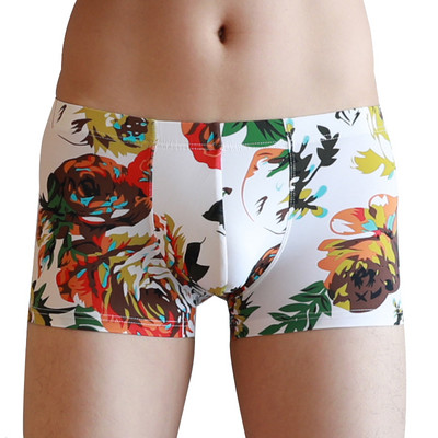 Vyriški lediniai šilko bokseriniai šortai, kvėpuojantys, besiūliai itin ploni spausdinimo raštai, apatiniai vyriški