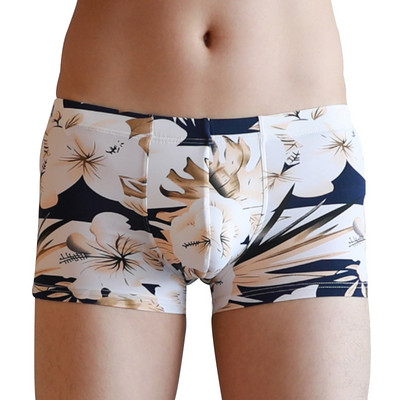 Vyriški lediniai šilko bokseriniai šortai, kvėpuojantys, besiūliai itin ploni spausdinimo raštai, apatiniai vyriški