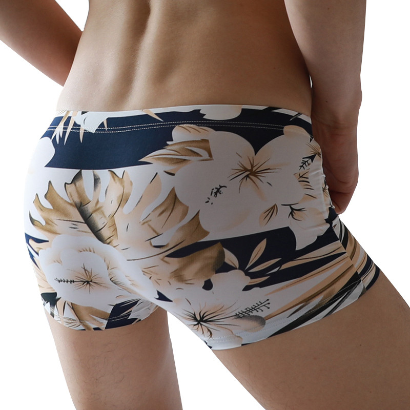 Vyriški lediniai šilko bokseriniai šortai, kvėpuojantys, besiūliai itin ploni spausdinimo raštai, apatiniai vyriški