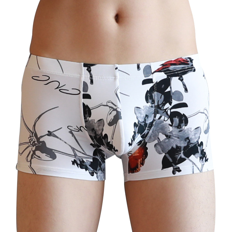 Vyriški lediniai šilko bokseriniai šortai, kvėpuojantys, besiūliai itin ploni spausdinimo raštai, apatiniai vyriški