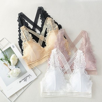 Секси корсет сутиен Cross Beauty Back Bralette Бельо Lace Triangle Intimates Бельо Top Soutien Gorge нижнее белье женское