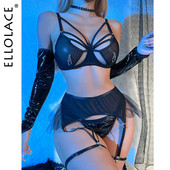 Ellolace Fetish Pesu Lateks varrukatega Seksikas volangidega rihmakomplektid Läbipaistvad pitsilised alasti naised ilma tsensuurita avatud rinnahoidja intiimne