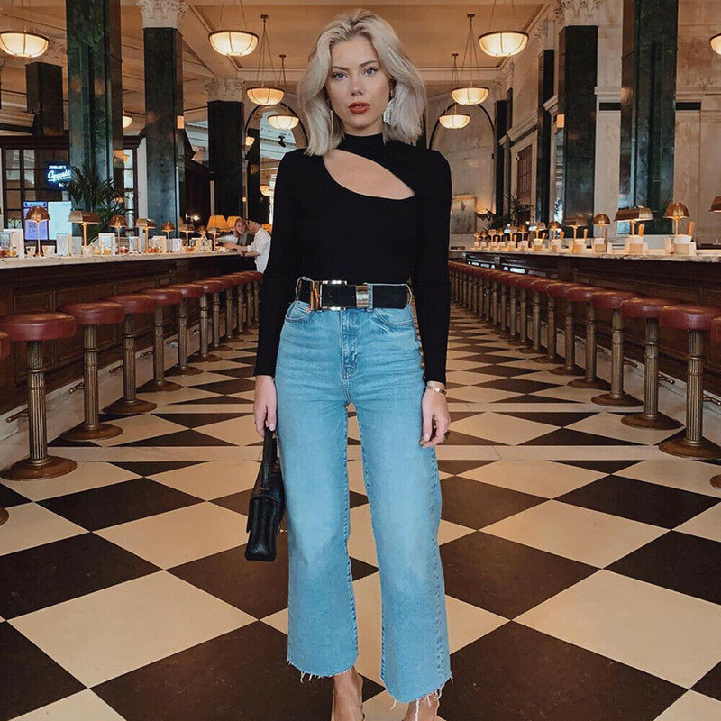 Νέα γυναικεία σέξι ελαστική ολόσωμη φόρμα μακρυμάνικη Lady Hollow Out Γυναικεία ζιβάγκο γυναικεία μόδα Μαύρα Rompers Femme κορμάκια 2019