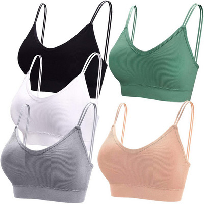 Γυναικείο σουτιέν γιόγκα 5 τμχ Γιλέκο Running Gym Fitness Επενδυμένο σέξι ενεργό σουτιέν Αθλητικό σουτιέν που αναπνέει χωρίς σύρματα