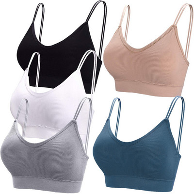 Γυναικείο σουτιέν γιόγκα 5 τμχ Γιλέκο Running Gym Fitness Επενδυμένο σέξι ενεργό σουτιέν Αθλητικό σουτιέν που αναπνέει χωρίς σύρματα
