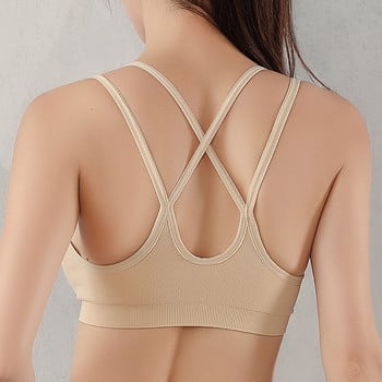 Спортен сутиен Дамски безшевни двойни кръстосани презрамки Gym Jogging Crop Top Женски топове Йога Фитнес Спортни сутиени за жени Sutian Feminino