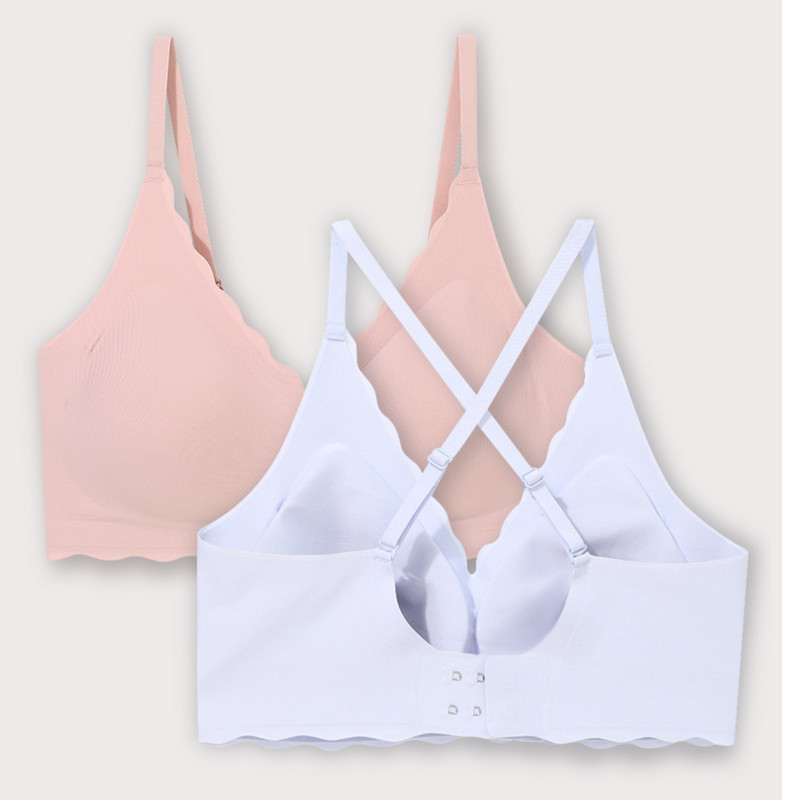 Σουτιέν με επένδυση One Piece χωρίς ραφή Εσώρουχα Χωρίς Ατσάλινο Δαχτυλίδι Σταυρός Όμορφη Πλάτη Δωρεάν Κύπελλο Ασύρματο Κυματιστό Edge Κουτί δώρου