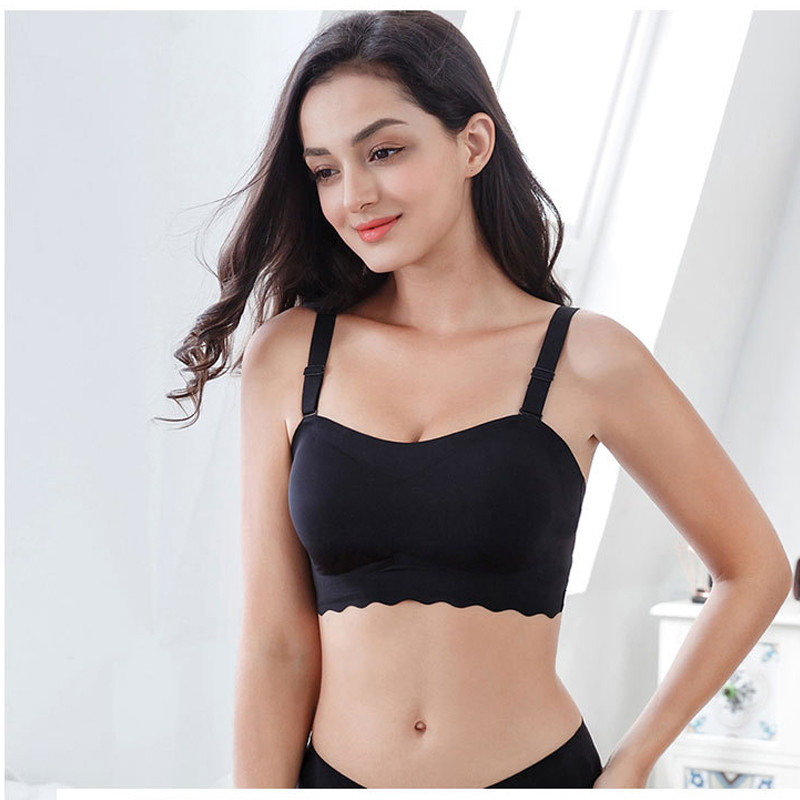 Σουτιέν με βολάν Bralette για γυναίκες Push Up Brassiere Ρυθμιζόμενο λουράκι Full Cup Ασύρματο σουτιέν Εσώρουχα με αφαιρούμενο μαξιλαράκι