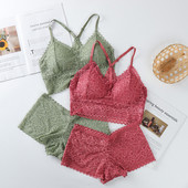 Seturi de sutien din dantelă pentru femei Lenjerie de corp fără sudură Vestă fără spate Chiloți sexy Lenjerie Bralette căptușite Slip ultrasubțiri Slip pentru femei Nou