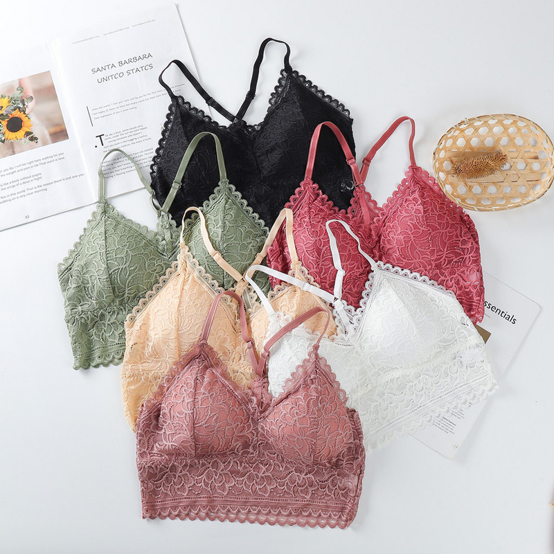 Seturi de sutien din dantelă pentru femei Lenjerie de corp fără sudură Vestă fără spate Chiloți sexy Lenjerie Bralette căptușite Slip ultrasubțiri Slip pentru femei Nou