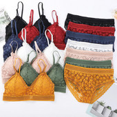 Γυναικεία Δαντελένια Σετ σουτιέν χωρίς ραφή Εσώρουχα χωρίς πλάτη γιλέκο σέξι με επένδυση Bralette Εσώρουχα εξαιρετικά λεπτό σουτιέν