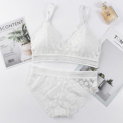 Γυναικεία Δαντελένια Σετ σουτιέν χωρίς ραφή Εσώρουχα χωρίς πλάτη γιλέκο σέξι με επένδυση Bralette Εσώρουχα εξαιρετικά λεπτό σουτιέν