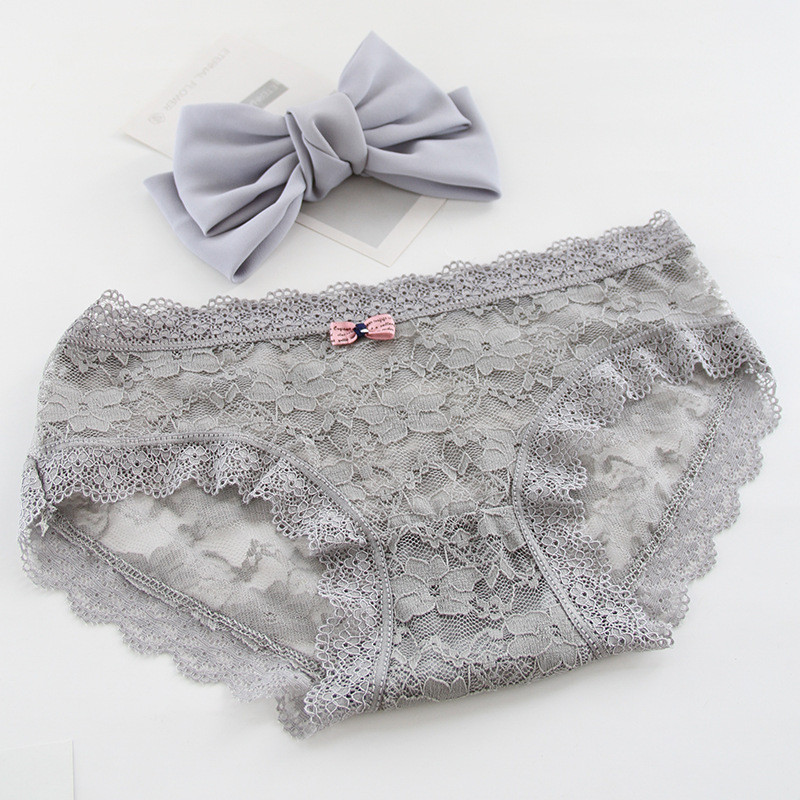 4 bucăți/lot femei chiloți bumbac sexy dantelă chiloți negru alb gri 3 culori chiloți cu nod pentru fete chiloți moi