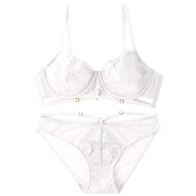LENJIERĂ INFERIOR FEMEIE Lenjerie pentru femei Set sutien transparent stil cu bretele cu model floral Set lenjerie intima cu sârmă Kaki Dotey Popsy
