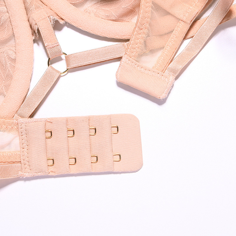 LENJIERĂ INFERIOR FEMEIE Lenjerie pentru femei Set sutien transparent stil cu bretele cu model floral Set lenjerie intima cu sârmă Kaki Dotey Popsy