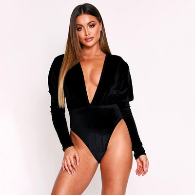 2020, la modă nouă, sexy, subțire, cu mâneci bufante, cu mânecă lungă, cu decolteu în V adânc, cu talie înaltă, de culoare uni, ocazional, subțire, salopete scurte