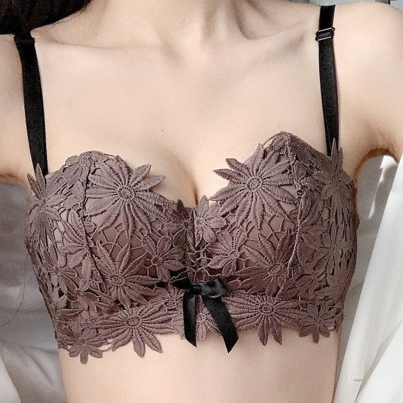 Sutien pentru femei Lenjerie sexy Broderie florală Bralette fără fir Confort Push Up Tops Sutien Lenjerie de corp pentru fete BH