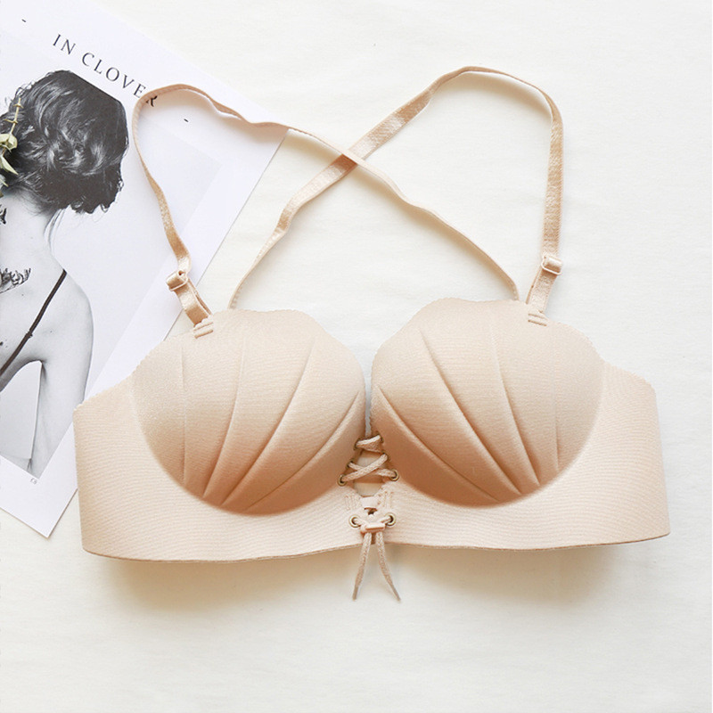 Fatimu Sexy One Piece õmblusteta rinnahoidja Mugav traadita seksikas pesu Naiste rinnahoidja Shell massaažipesu Naiste Super Push Up rinnahoidja