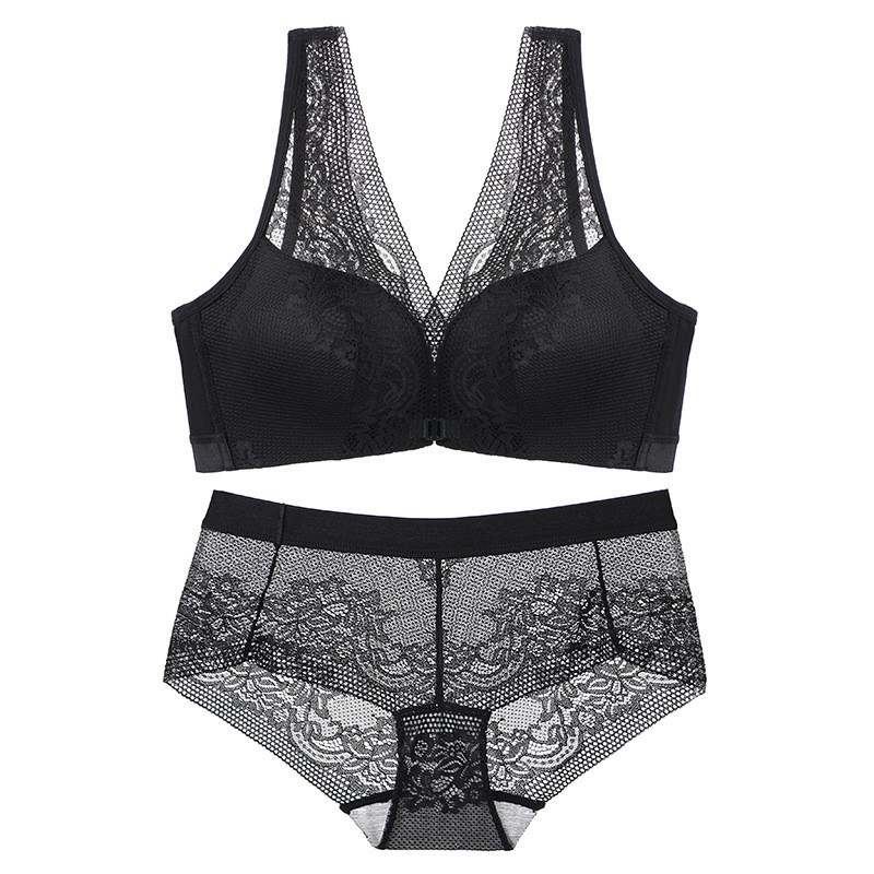 Σετ σουτιέν Γυναικεία Σουτιέν Plus Size Push Up Sexy Lace Brassiere Wirefree εσώρουχα με κλείσιμο μπροστά Εσώρουχα V πίσω Bralette