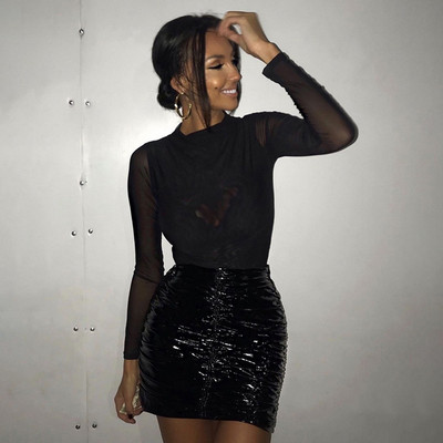 2019 noi femei de toamnă, subțire, culoare solidă, pulover, cu gât rotund, mânecă lungă, slabă, sexy, ocazională, pentru petrecere.