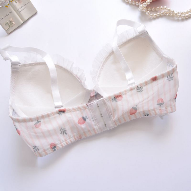 Plus Size Kawaii Push Up Σετ σουτιέν Κοριτσιού Χαριτωμένο φιόγκο Floral σουτιέν Summer Dot Μικρό φρέσκο άνετα εσώρουχα ABCD Cup