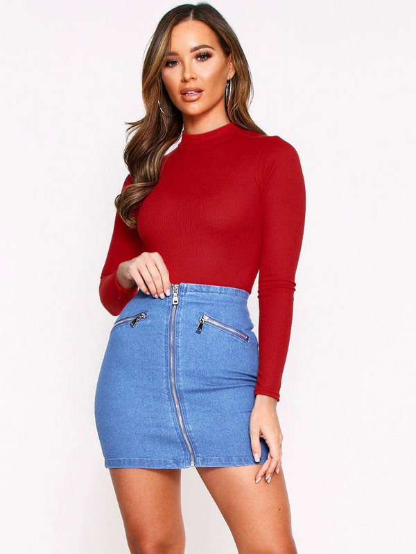 Γυναικεία φθινοπωρινή μόδα 2019 Νέα σέξι λεπτή στρογγυλή λαιμόκοψη πλεκτό μακρυμάνικο κορμάκι Γυναικεία Skinny casual γυναικεία πάρτι Κοντές φόρμες