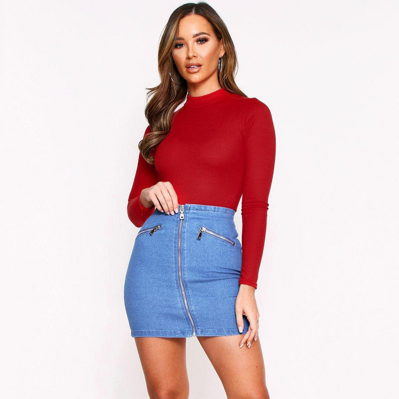 Γυναικεία φθινοπωρινή μόδα 2019 Νέα σέξι λεπτή στρογγυλή λαιμόκοψη πλεκτό μακρυμάνικο κορμάκι Γυναικεία Skinny casual γυναικεία πάρτι Κοντές φόρμες