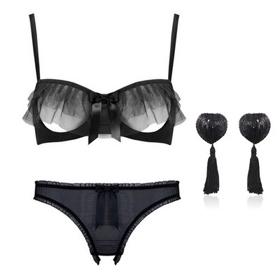 Varsbaby 3 buc. Seturi de sutien de lenjerie de corp transparentă pentru femei, cu pastă de paiete sexy, adeziv și fire