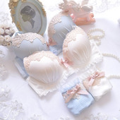 Super Gather Fashion Εσώρουχα Γυναικεία Σετ σουτιέν Push Up Brassiere Βαμβακερό παχύ βαθύ V Σέξι σουτιέν Δαντελένια σετ εσωρούχων Κέντημα