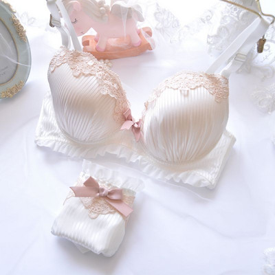 Super Gather Fashion Εσώρουχα Γυναικεία Σετ σουτιέν Push Up Brassiere Βαμβακερό παχύ βαθύ V Σέξι σουτιέν Δαντελένια σετ εσωρούχων Κέντημα