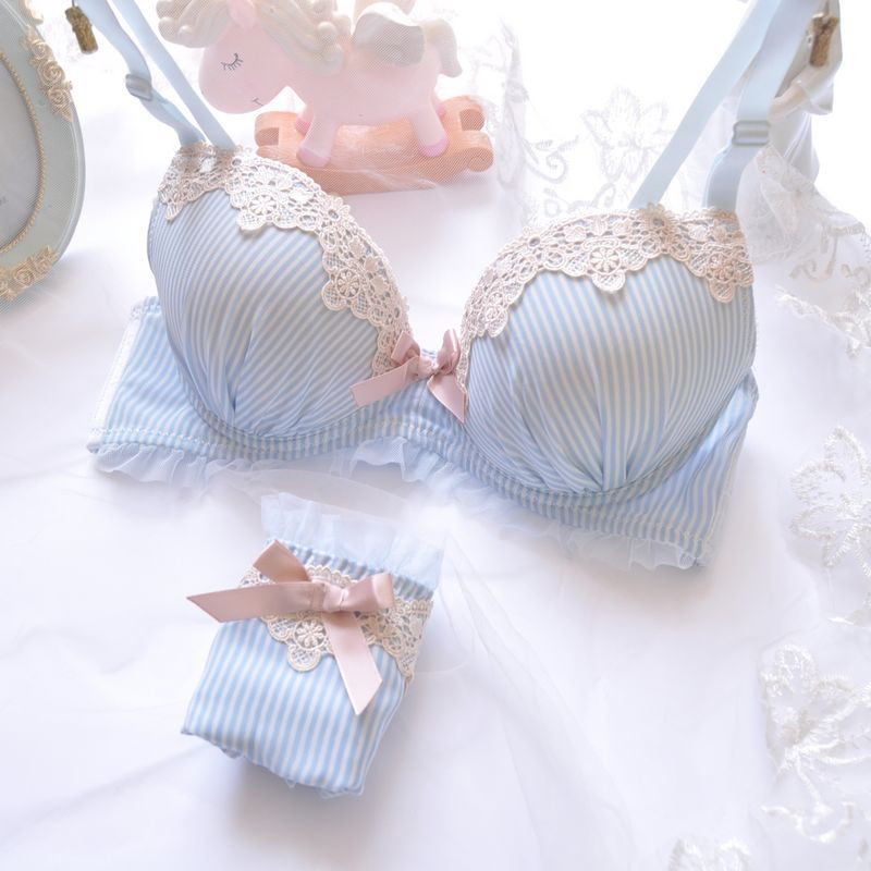 Super Gather Fashion Εσώρουχα Γυναικεία Σετ σουτιέν Push Up Brassiere Βαμβακερό παχύ βαθύ V Σέξι σουτιέν Δαντελένια σετ εσωρούχων Κέντημα