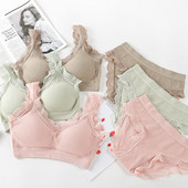 Set de lenjerie sexy din dantelă Set sutien căptușit fără inel de oțel Lenjerie de corp solidă pentru femei Sutien Crop Top confortabil pentru fitness