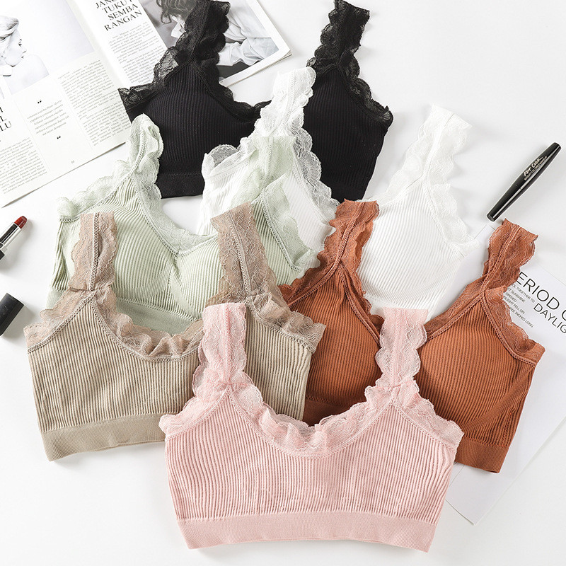 Set de lenjerie sexy din dantelă Set sutien căptușit fără inel de oțel Lenjerie de corp solidă pentru femei Sutien Crop Top confortabil pentru fitness