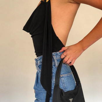Γυναικεία μόδα 2020 Νέα ακανόνιστη σέξι λεπτή εξώπλατη ολόσωμη φόρμα πουλόβερ με βαθύ V λαιμόκοψη αμάνικο casual συνονθύλευμα Skinny Jumpsuit