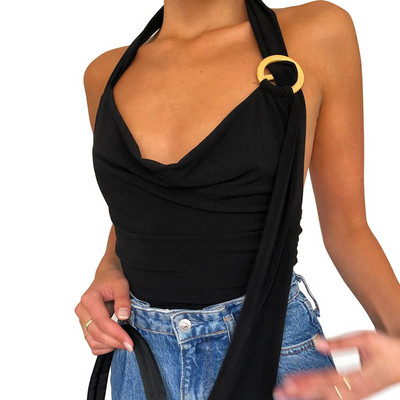 2020, la modă pentru femei, nou neregulat, sexy, subțire, fără spate, pulover, cu decolteu în V adânc, fără mâneci, ocazional, mozaic, skinny