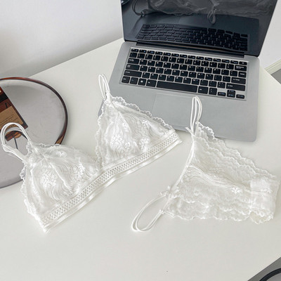 Pitsist aluspesukomplekt Naiste Seksikad rinnahoidjad ja püksikute komplektid Läbipaistvad Bralette seljata pesukomplekt Üliõhukesed püksid Naiste intiimne