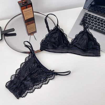 Pitsist aluspesukomplekt Naiste Seksikad rinnahoidjad ja püksikute komplektid Läbipaistvad Bralette seljata pesukomplekt Üliõhukesed püksid Naiste intiimne