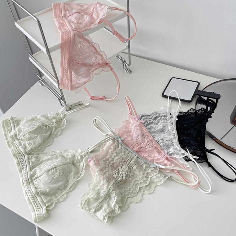 Pitsist aluspesukomplekt Naiste Seksikad rinnahoidjad ja püksikute komplektid Läbipaistvad Bralette seljata pesukomplekt Üliõhukesed püksid Naiste intiimne