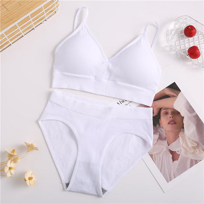 Σετ σουτιέν χωρίς ραφές για γυναίκες μονόχρωμα σλιπ Σέξι μπραλέτ εσώρουχα χαμηλής μέσης Γυναικεία άνετα εσώρουχα