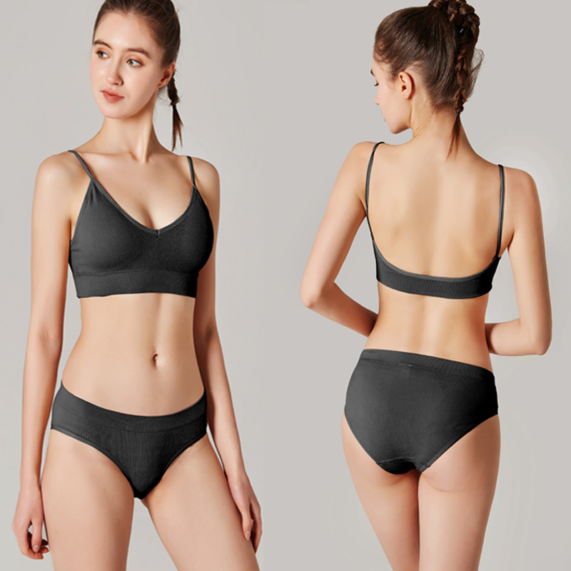 Σετ σουτιέν χωρίς ραφές για γυναίκες μονόχρωμα σλιπ Σέξι μπραλέτ εσώρουχα χαμηλής μέσης Γυναικεία άνετα εσώρουχα
