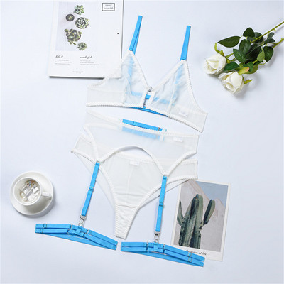 SONDR-Lenjerie neagră sexy pentru femei, sutien confort cu șireturi, set jartieră pentru chiloți, set de lenjerie intima sexy