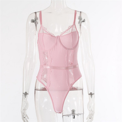 AVV poolläbipaistev pitsvõrgust lapiline naiste Sling Body V kaelusega Seksikas seljata Bodycon Bodycon Top Naiste ööklubi kombinesoonid