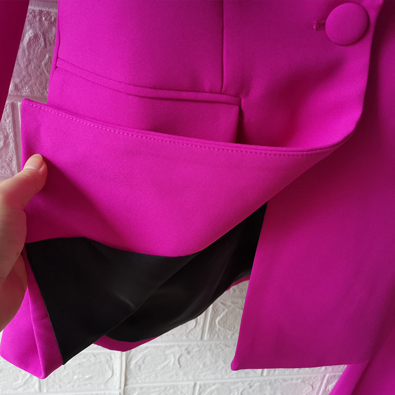 Blazer Pantaloni Set Două Piese Birou Damă Femei Galben Violet Business Butoni Unii Pantaloni Evazați Blazer + Pantaloni Costum Formal