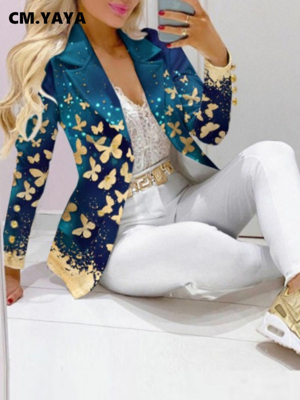 CM.YAYA Elegantne INS Paisley Butterfly bleiserülikond ja püksid, kaks kaheosalist komplekti naistele 2022. aasta sügistalvise tänavavarustuse dressiülikond