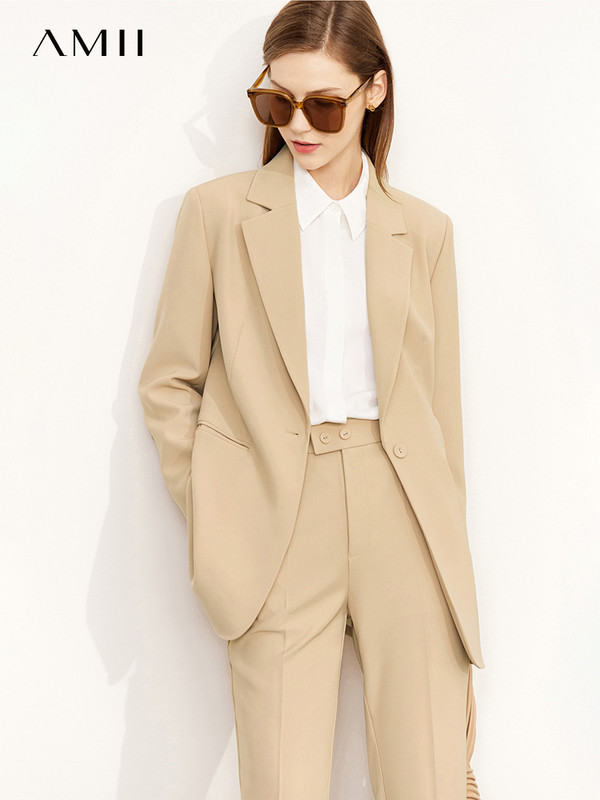 Amii μινιμαλιστικό κοστούμι για γυναίκες Φθινοπωρινό Νέο ολόσωμο παλτό blazer παντελόνι μέχρι τον αστράγαλο Office Lady Blazer Πωλείται χωριστά 12240894
