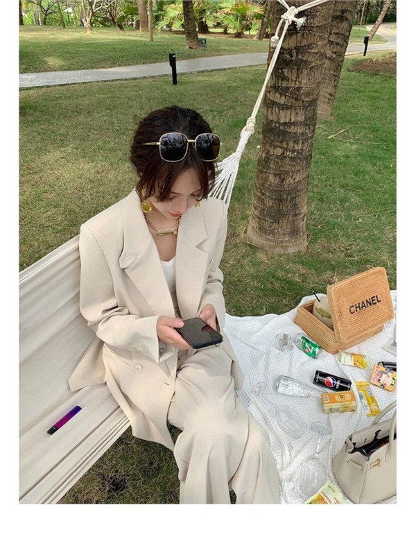 Bella Philosophy Naiste kontori valge ülikond Kaheosaline pükskostüüm Elegantne naiste komplekt vabaaja püksid jakk Tööriided