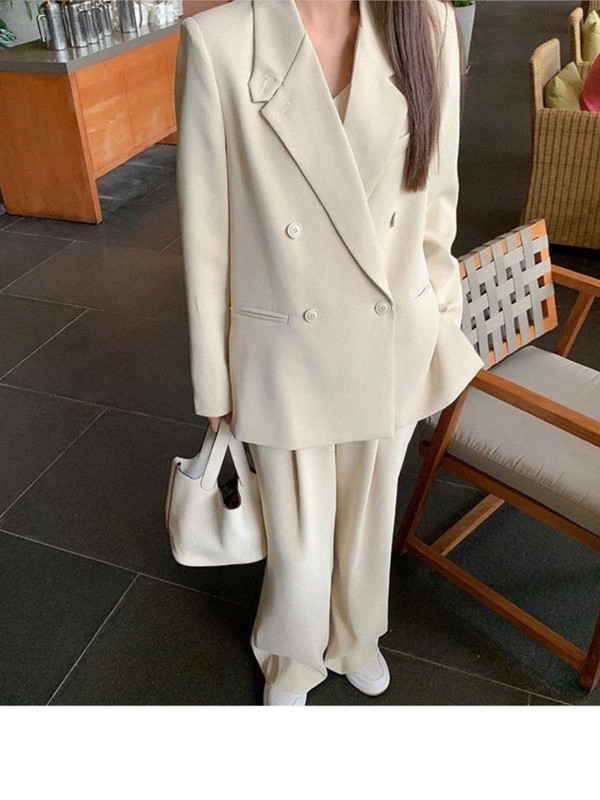 Bella Philosophy Naiste kontori valge ülikond Kaheosaline pükskostüüm Elegantne naiste komplekt vabaaja püksid jakk Tööriided