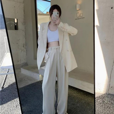 Σετ δύο τεμαχίων Γυναικεία ρούχα Γυναικείο κοστούμι σακάκι μακρυμάνικο μπουφάν Γυναικείο επαγγελματικό casual μωβ παντελόνι Παντελόνι πανωφόρι